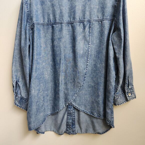 Liverpool Shirt Womens Large Blue Chambray Button-Up Long Sleeve Lyocell Top - Picture 6 of 14
